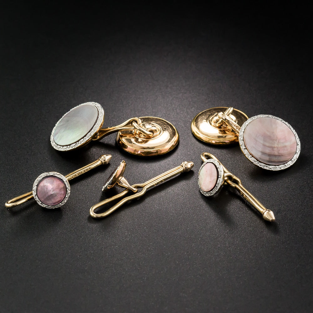 Art Deco Mother-of-Pearl Stud Set by Krementz - 4