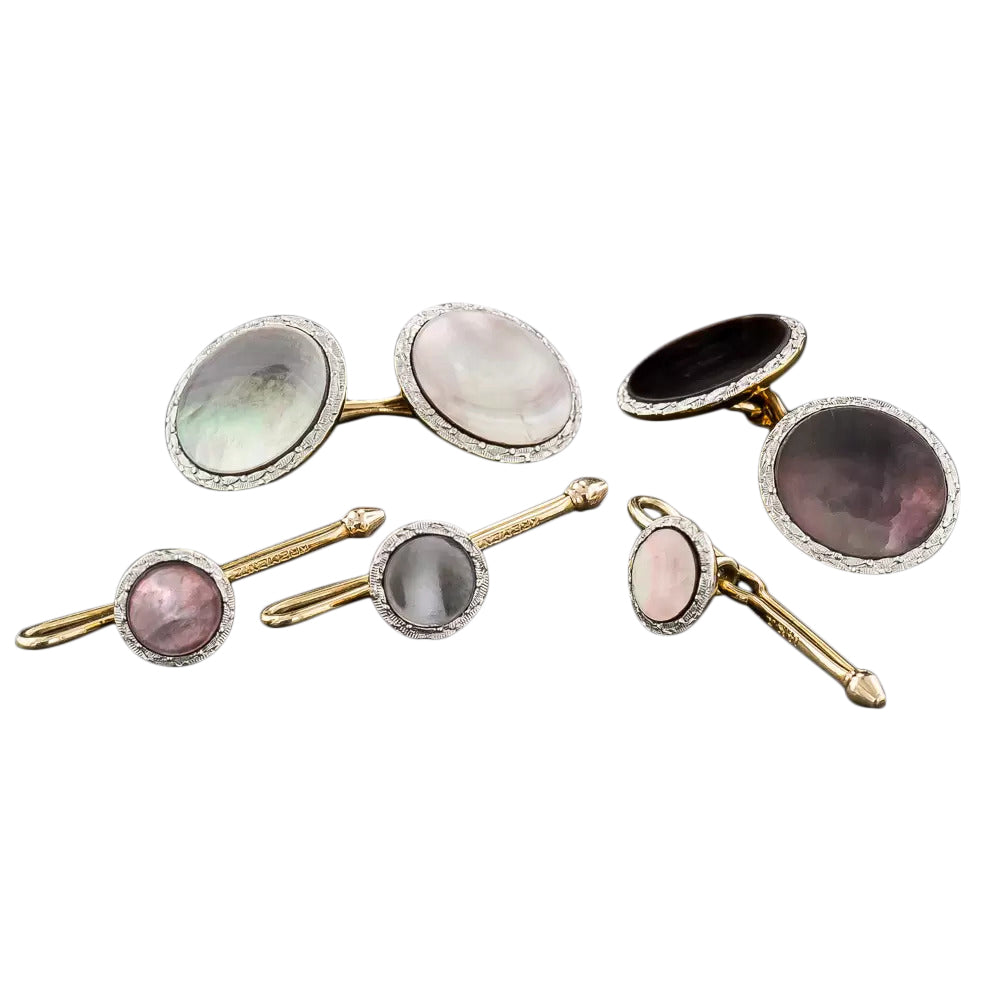 Art Deco Mother-of-Pearl Stud Set by Krementz - 4