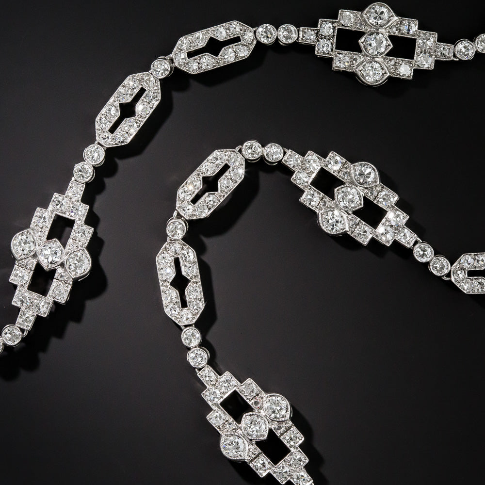 Art Deco Natural Pearl and Diamond Necklace - GIA - 3