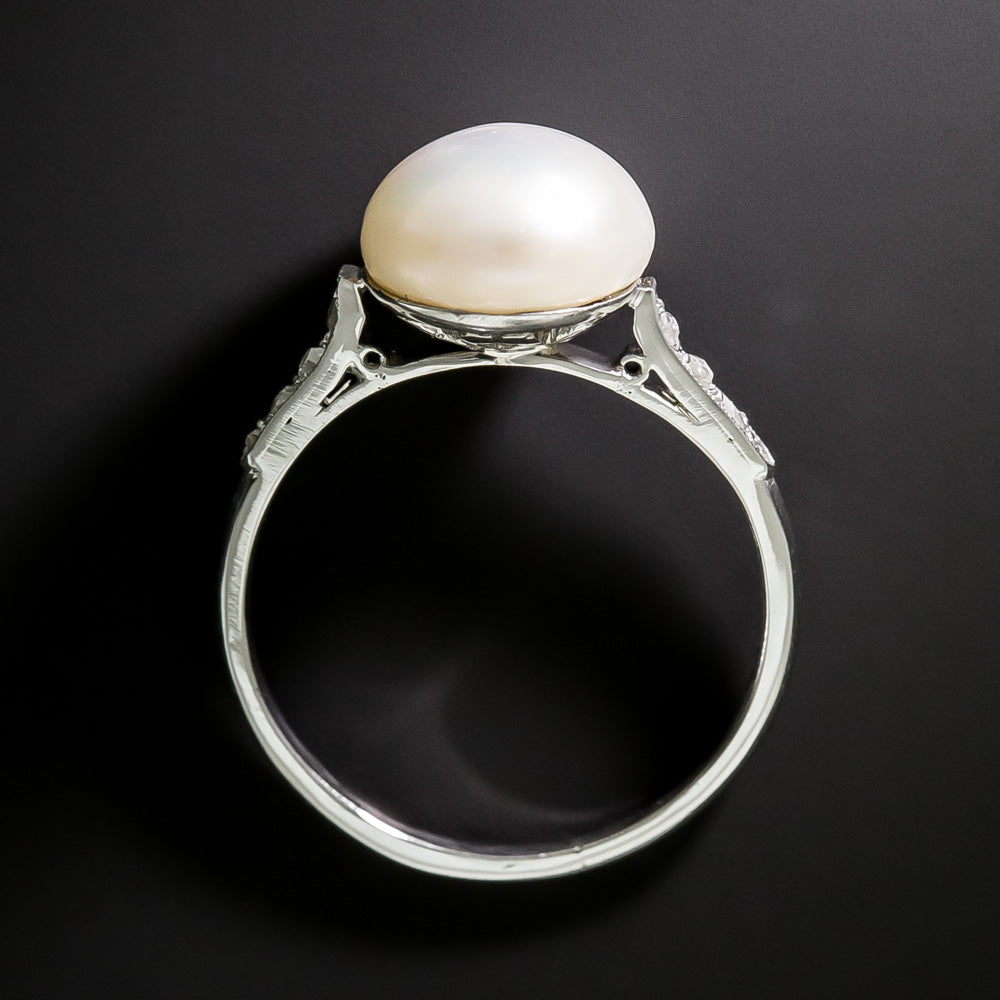 Art Deco Natural Pearl and Diamond Ring - GIA - 5