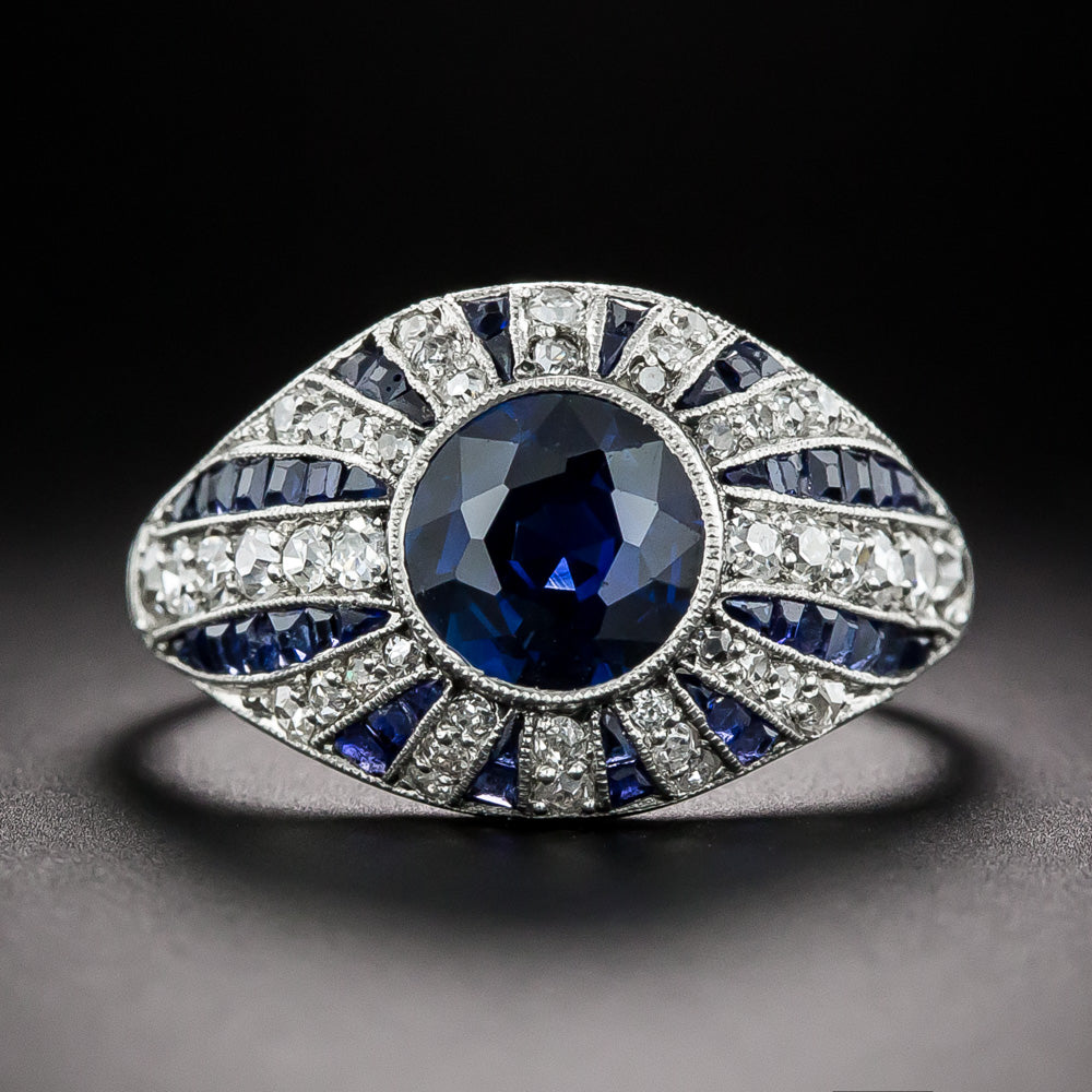 Art Deco No-Heat 1.45 Carat Sapphire and Diamond Ring - 2
