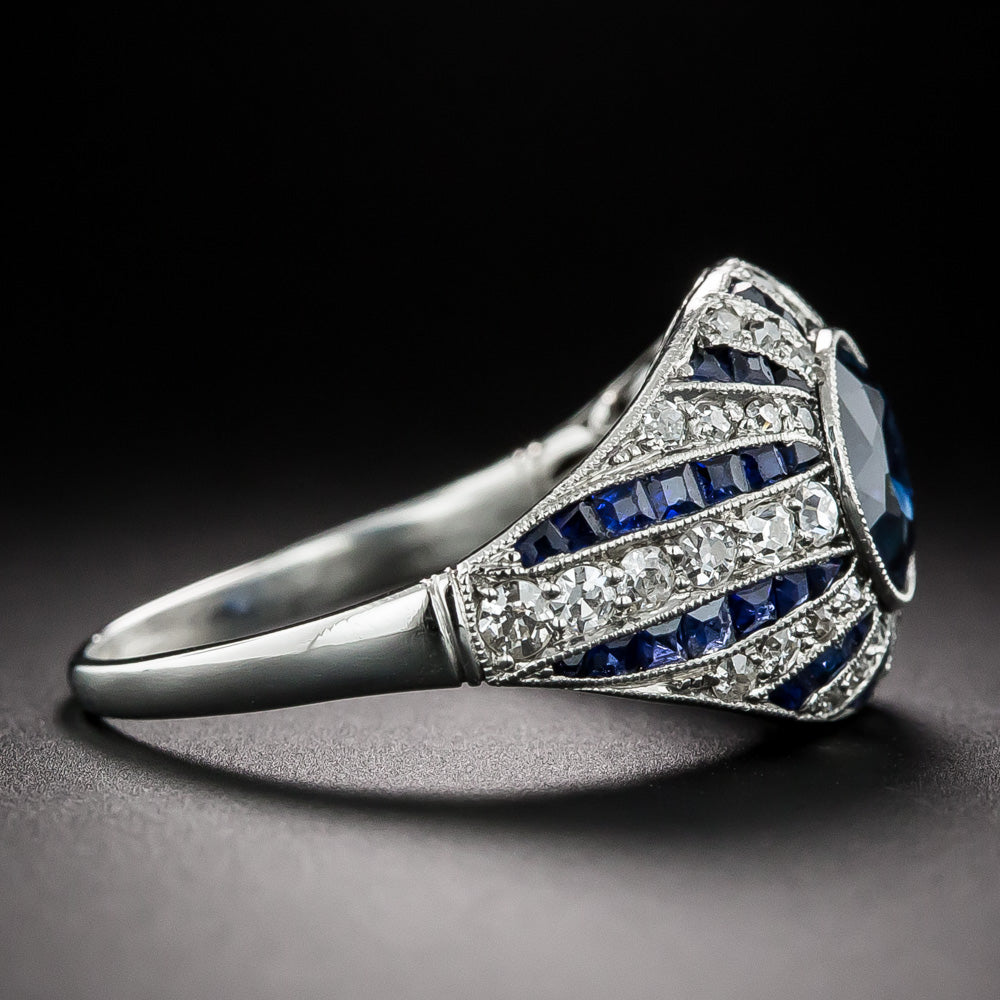 Art Deco No-Heat 1.45 Carat Sapphire and Diamond Ring - 3