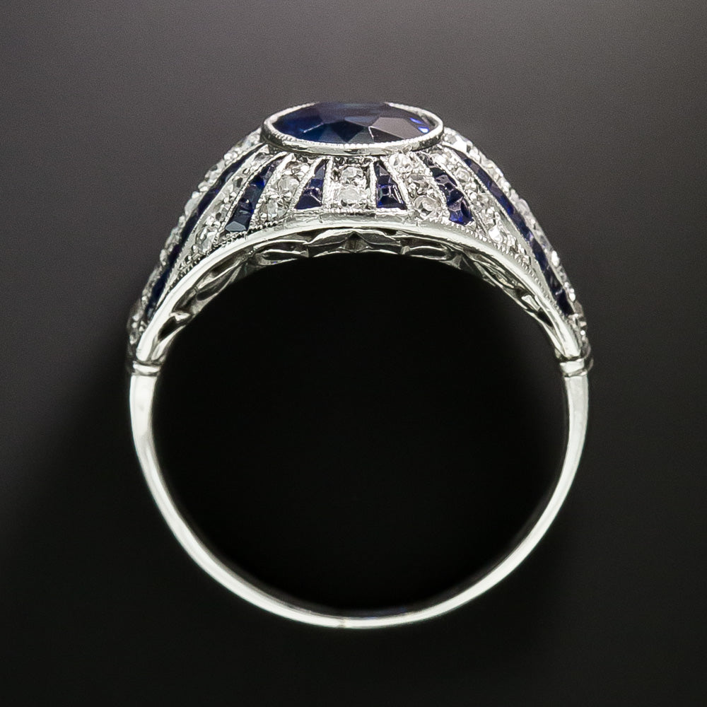 Art Deco No-Heat 1.45 Carat Sapphire and Diamond Ring - 4