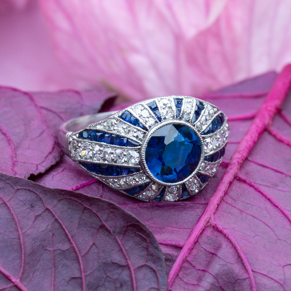 Art Deco No-Heat 1.45 Carat Sapphire and Diamond Ring - 8