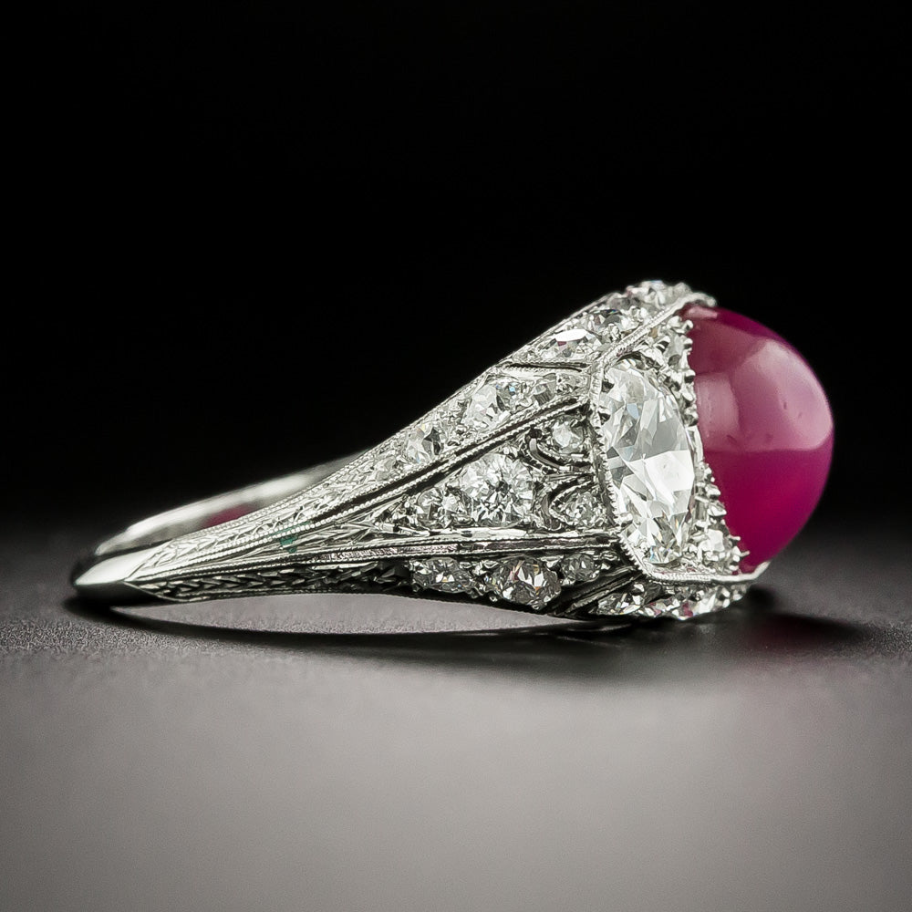 Art Deco No-Heat Burma Star Ruby and Diamond Ring - 4