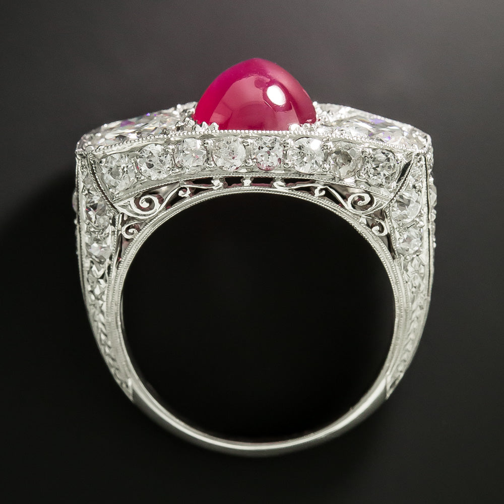 Art Deco No-Heat Burma Star Ruby and Diamond Ring - 5