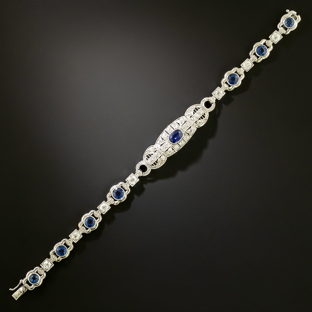 Art Deco No-Heat 'Yogo Gulch' And Pailin Sapphire and Diamond Bracelet - 5