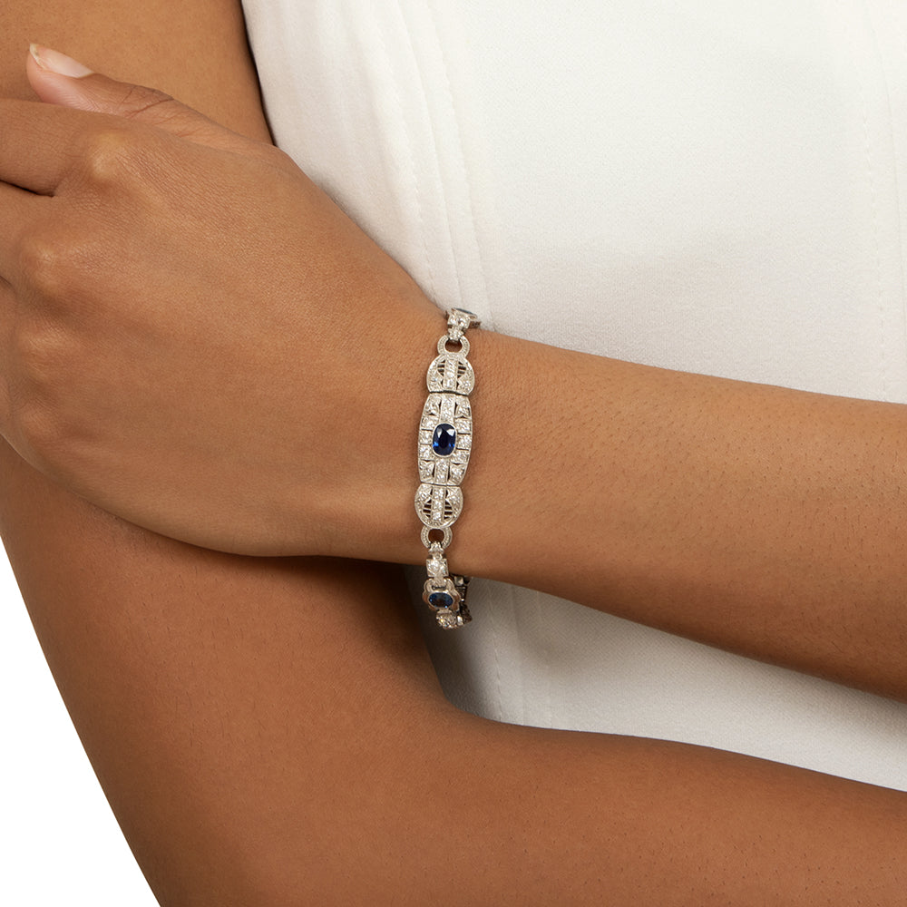 Art Deco No-Heat 'Yogo Gulch' And Pailin Sapphire and Diamond Bracelet - 6
