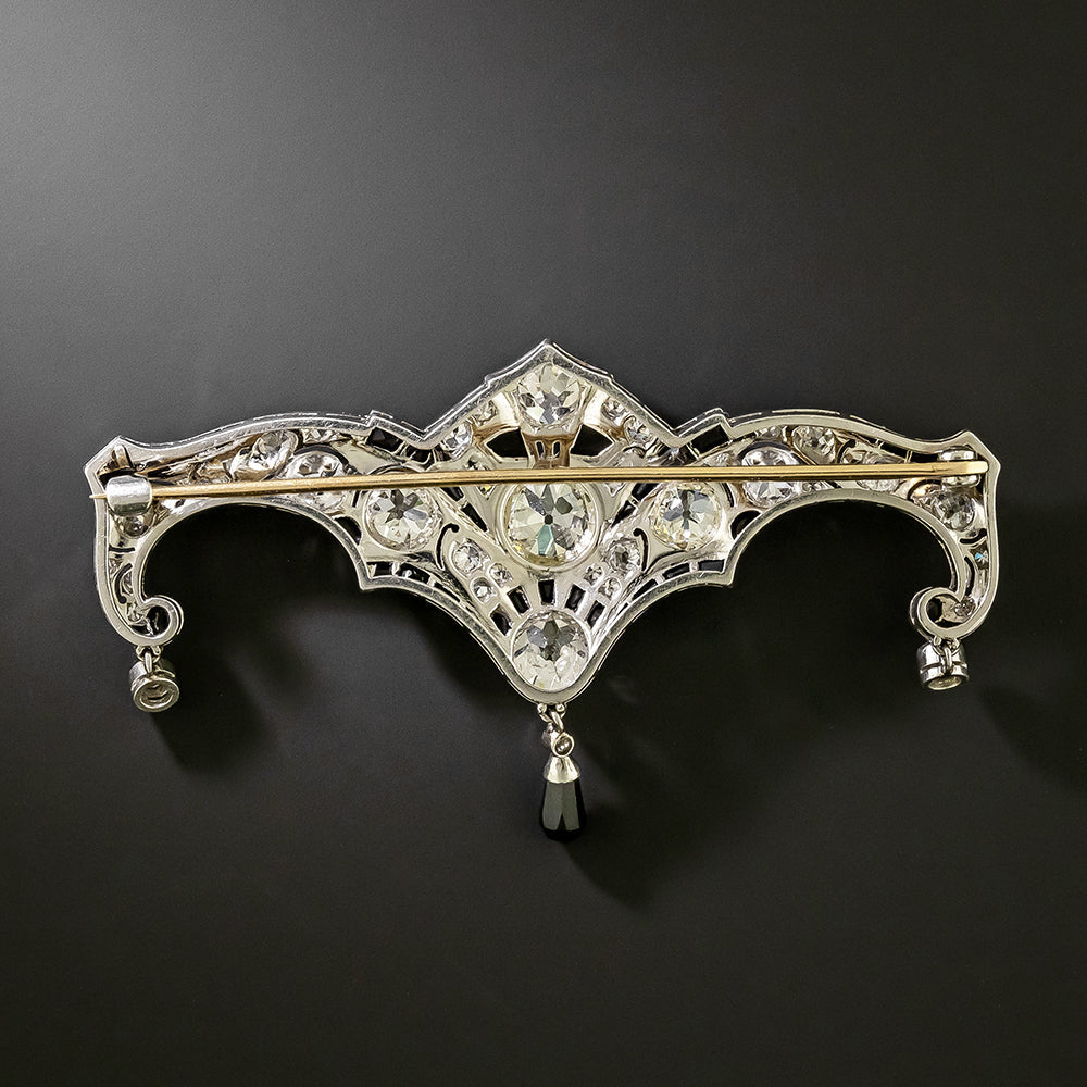 Art Deco Onyx and Diamond Brooch - 3