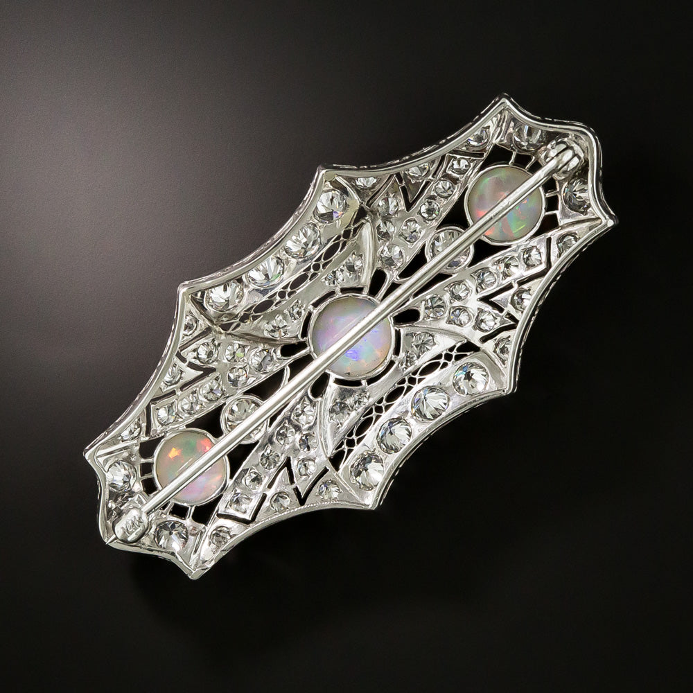 Art Deco Opal and Diamond Brooch - 4