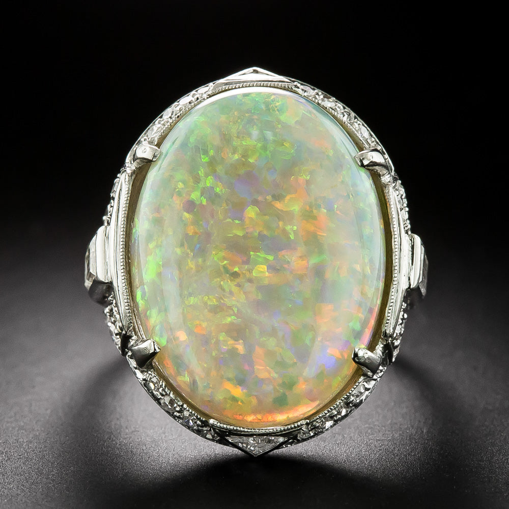 Art Deco Opal and Diamond Ring - 3