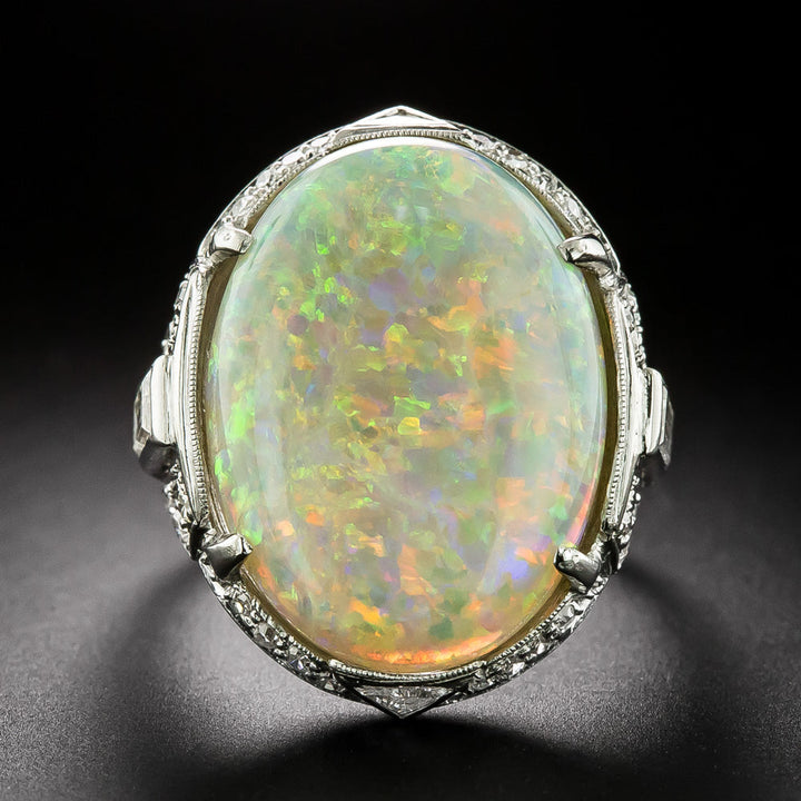 Art Deco Opal and Diamond Ring