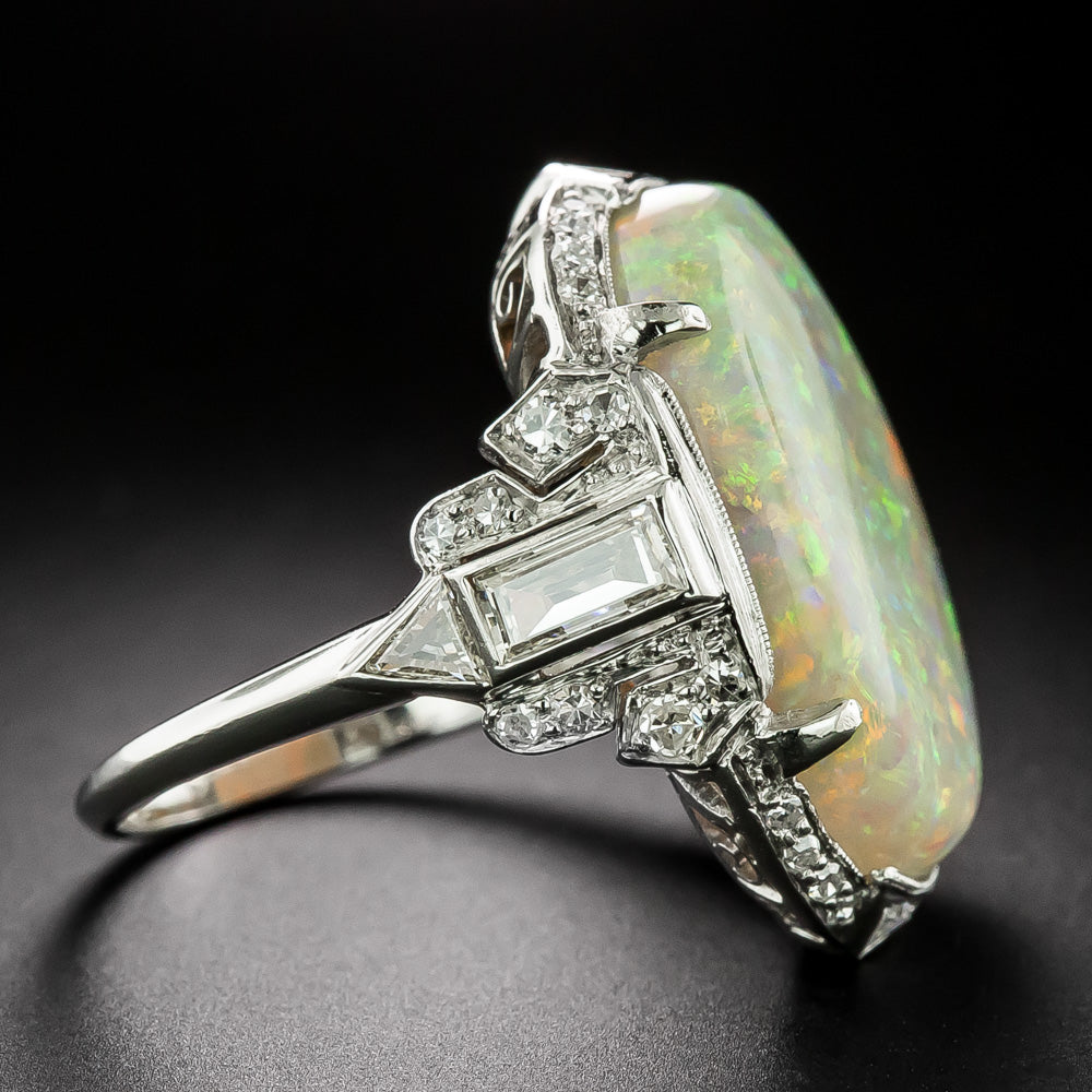 Art Deco Opal and Diamond Ring - 4