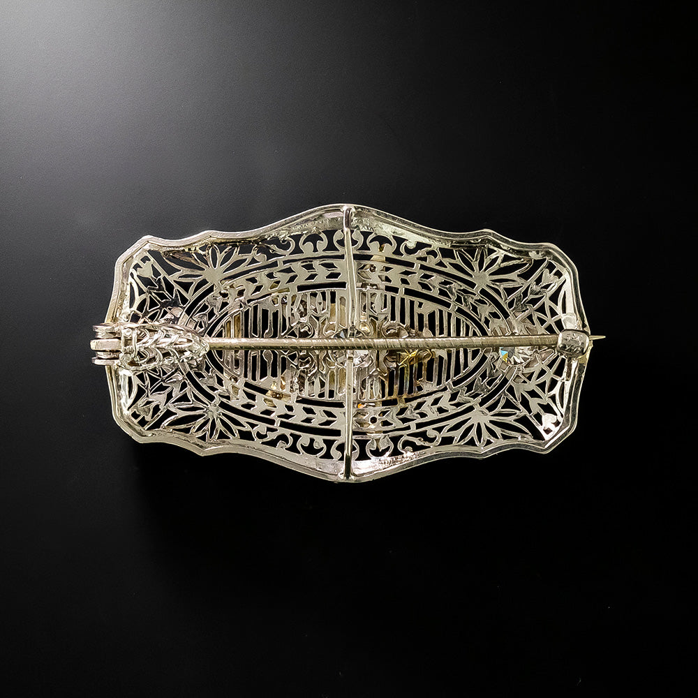 Art Deco Order Of The Eastern Star Diamond Filigree Necklace/Brooch  - 4