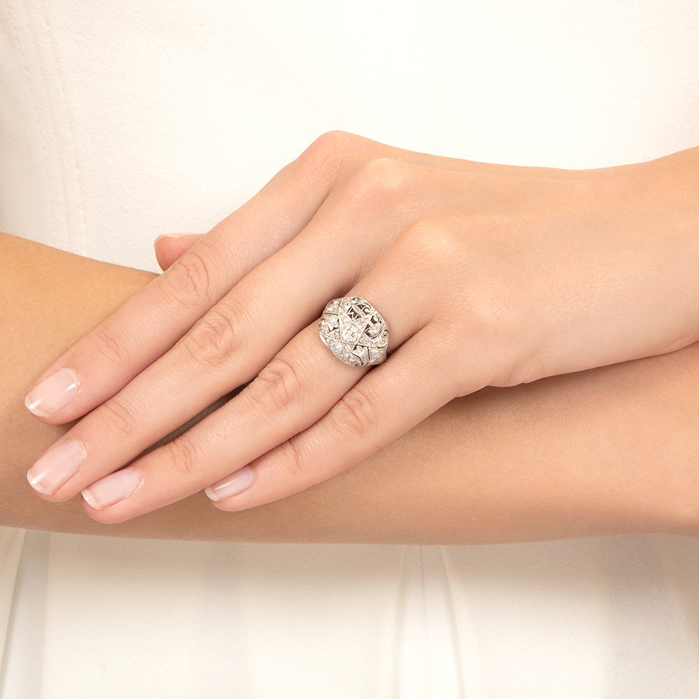 Art Deco Order of the Eastern Star Diamond Ring - 3