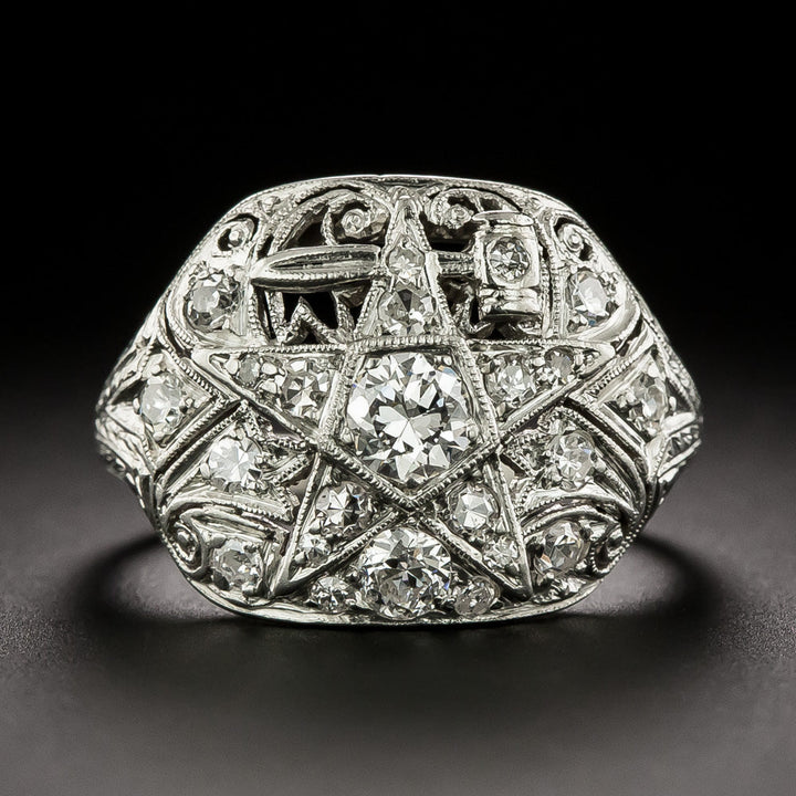 Art Deco Order of the Eastern Star Diamond Ring