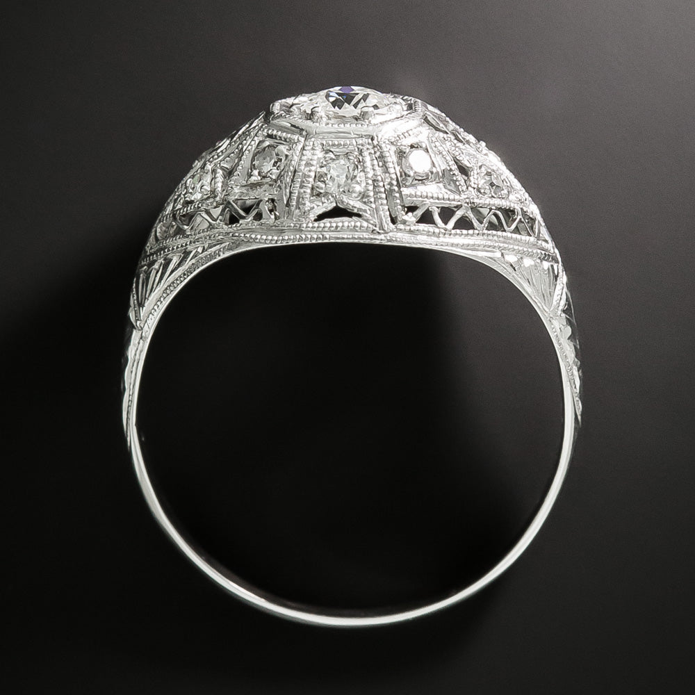 Art Deco Petite Filigree Diamond Ring - 4