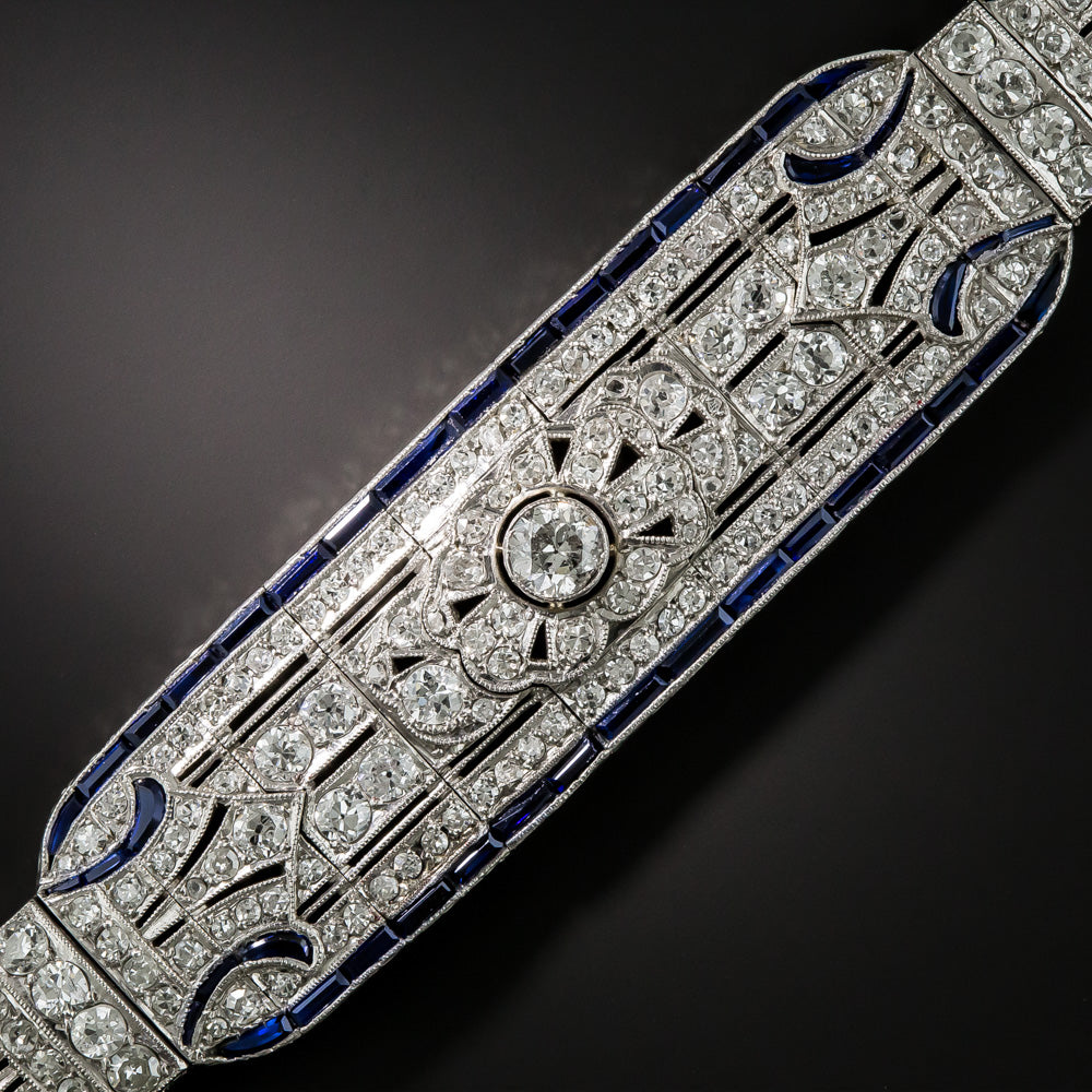 Art Deco Pierced Diamond and *Sapphire Bracelet - 2