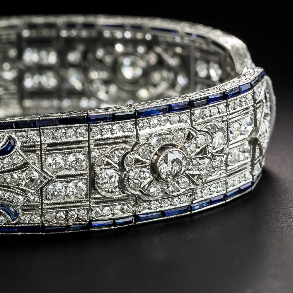 Art Deco Pierced Diamond and *Sapphire Bracelet - 3