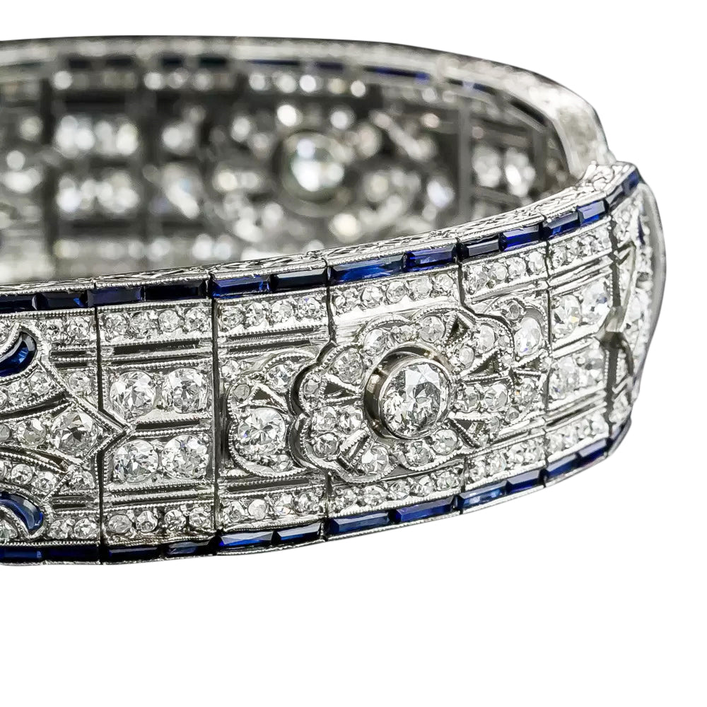 Art Deco Pierced Diamond and *Sapphire Bracelet - 6