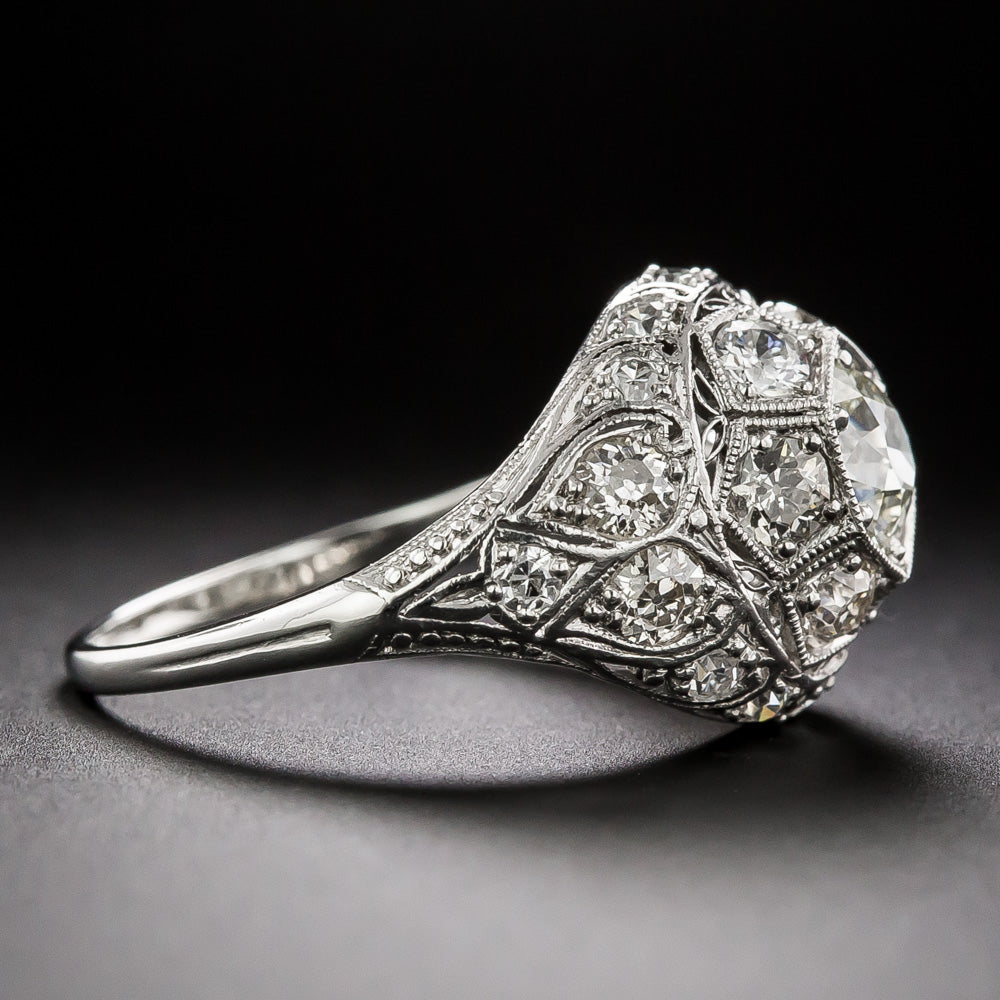 Art Deco Platinum Diamond Dome Ring - 3
