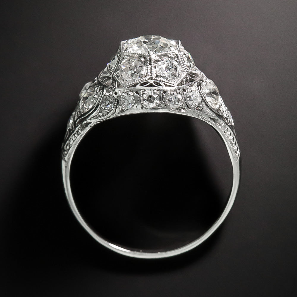 Art Deco Platinum Diamond Dome Ring - 4