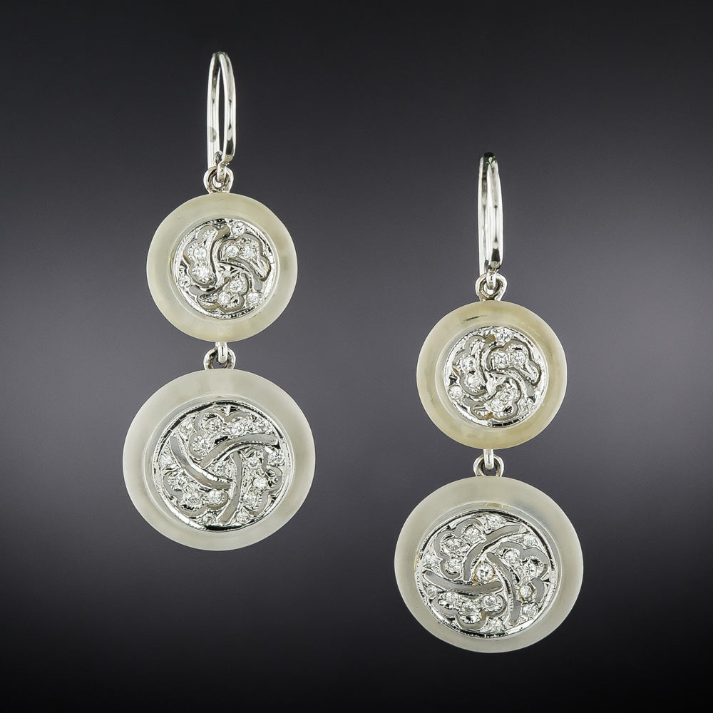 Art Deco Rock Crystal Double Dangle Earrings  - 2