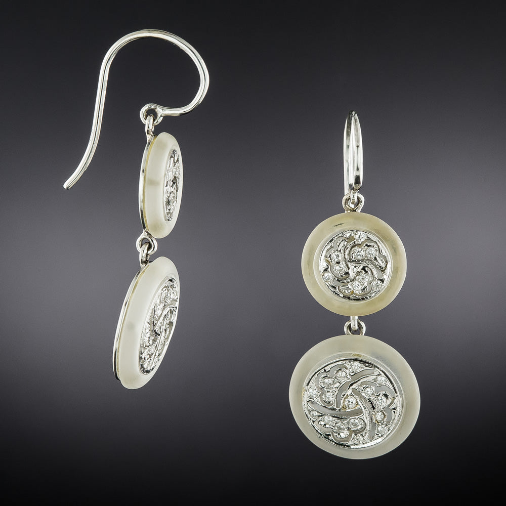 Art Deco Rock Crystal Double Dangle Earrings  - 3
