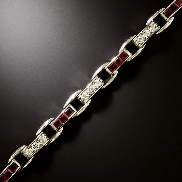 Art Deco Ruby and Diamond Bracelet by Hartzberg