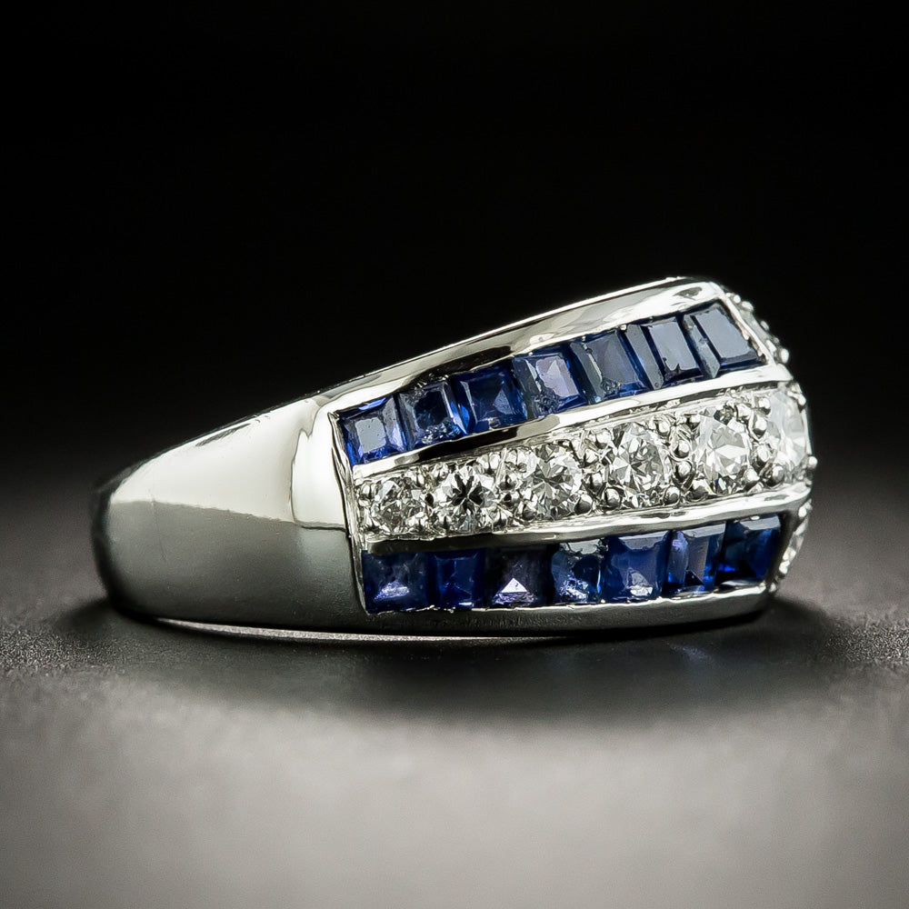 Art Deco Sapphire and Diamond Band Ring - 2
