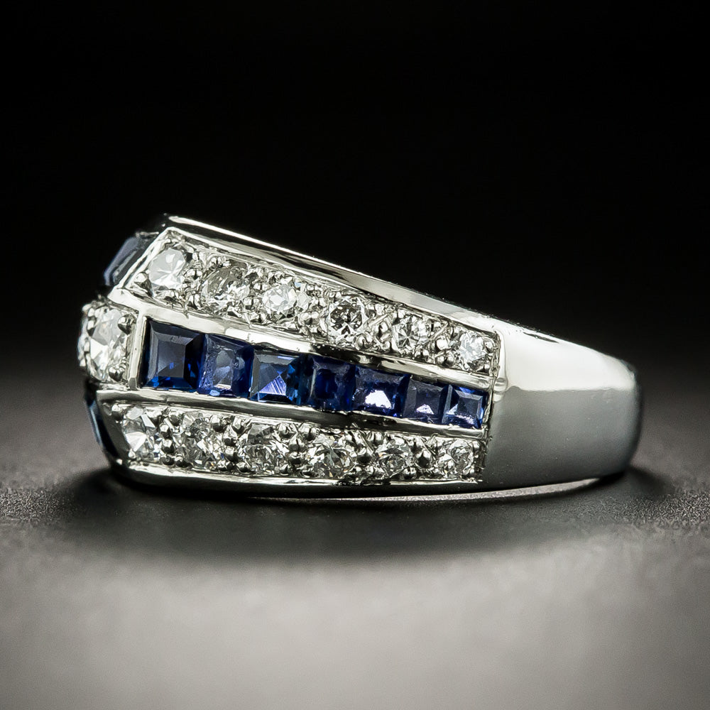 Art Deco Sapphire and Diamond Band Ring - 3