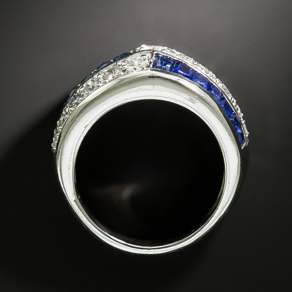Art Deco Sapphire and Diamond Band Ring - 4