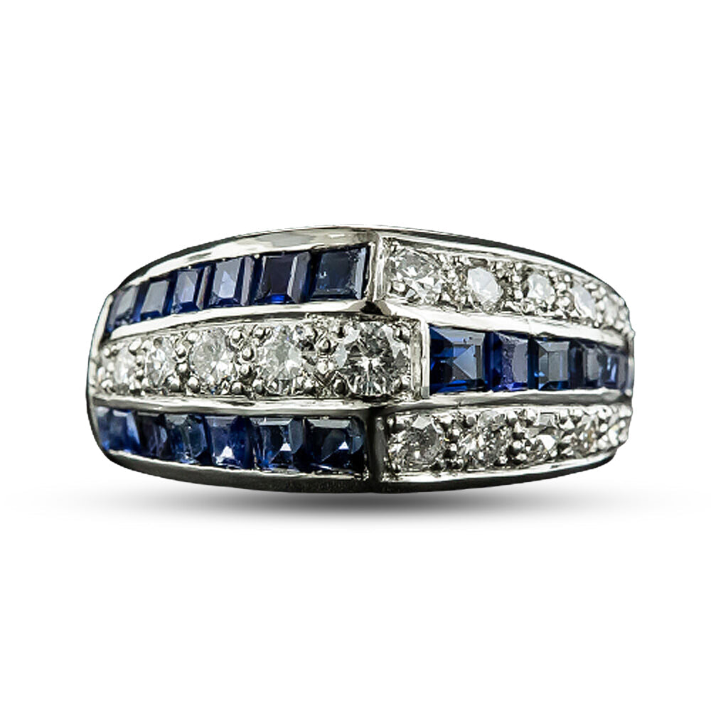 Art Deco Sapphire and Diamond Band Ring - 6