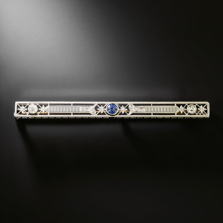 Art Deco Sapphire and Diamond Bar Brooch