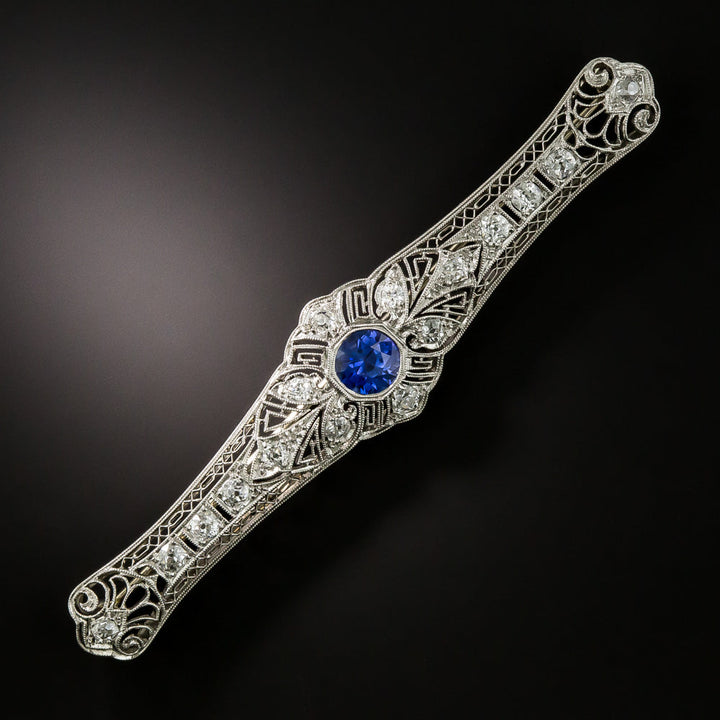 Art Deco Sapphire and Diamond Bar Pin