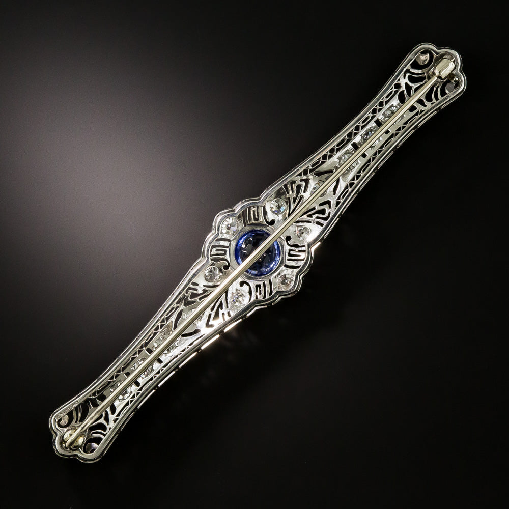 Art Deco Sapphire and Diamond Bar Pin - 2