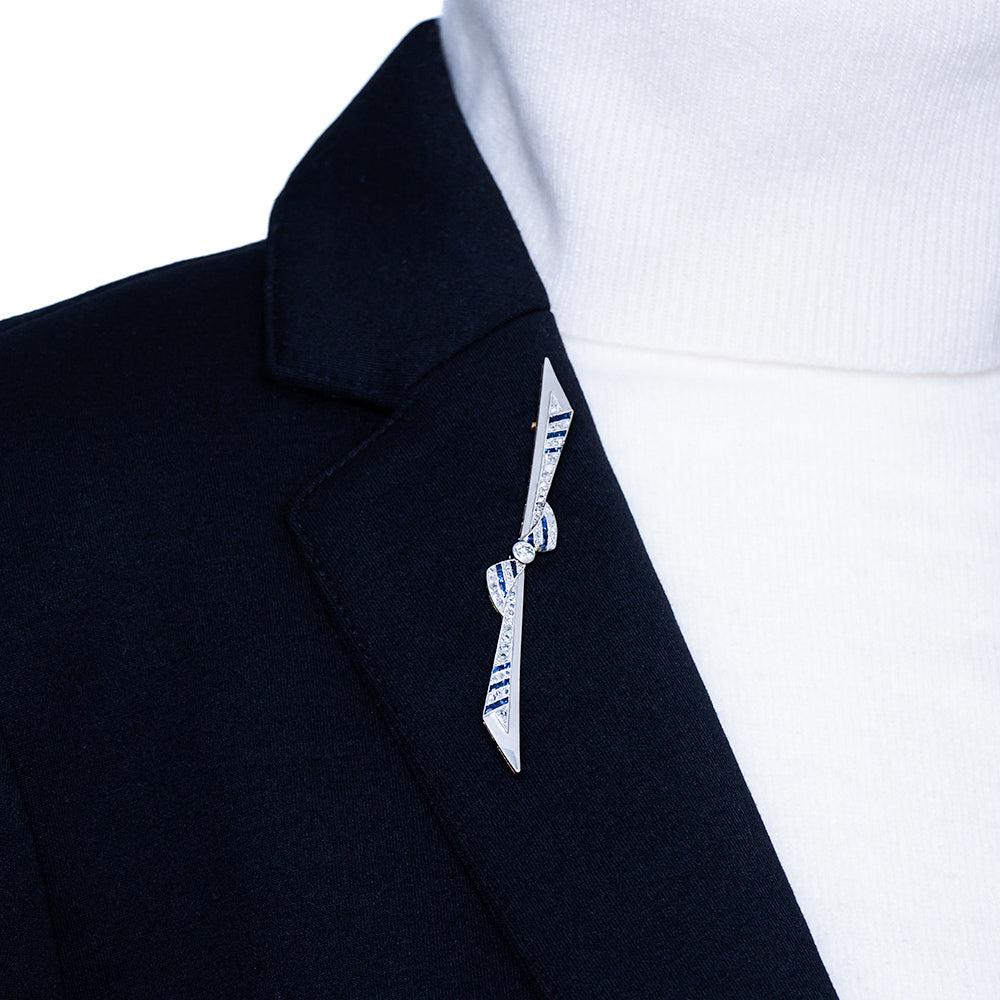 Art Deco Sapphire* and Diamond Bow Pin - 8
