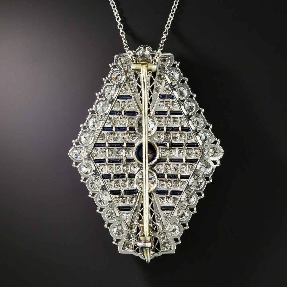 Art Deco Sapphire and Diamond Brooch / Pendant - 3