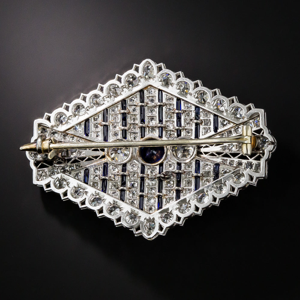 Art Deco Sapphire and Diamond Brooch / Pendant - 7