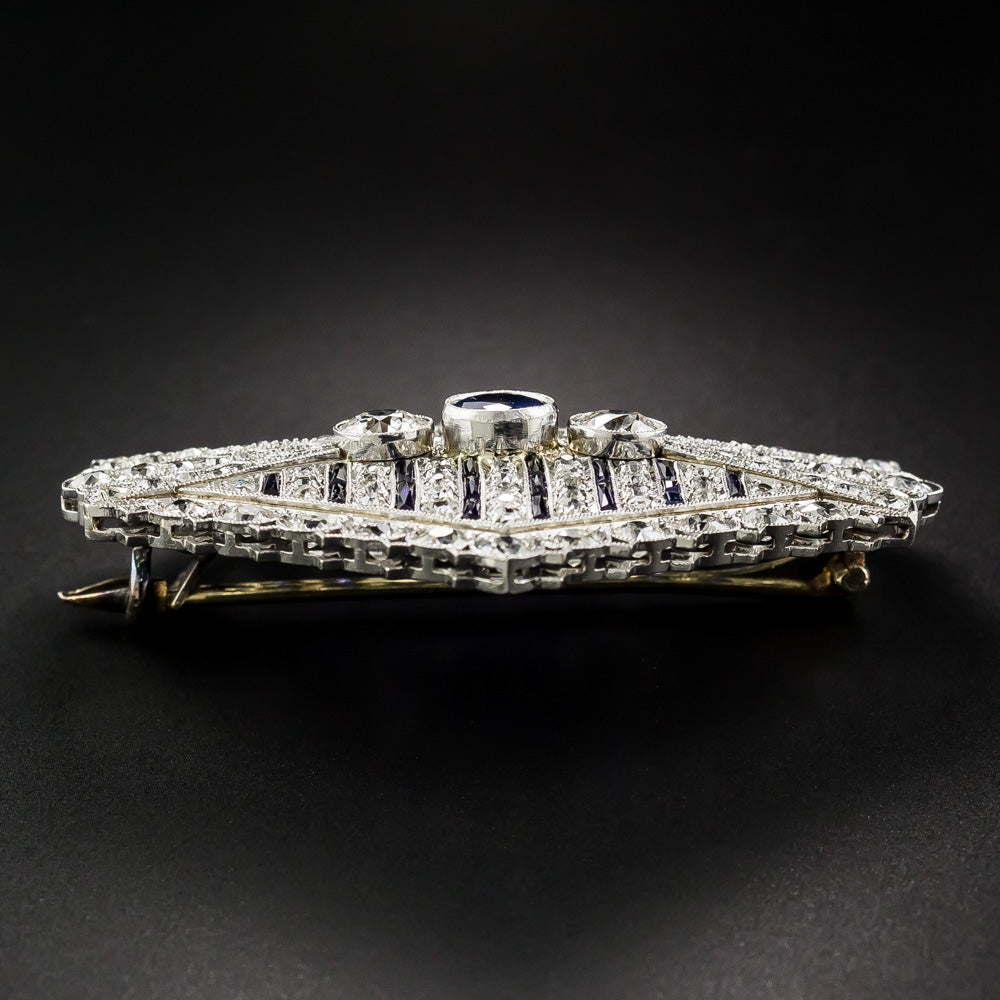 Art Deco Sapphire and Diamond Brooch / Pendant - 9