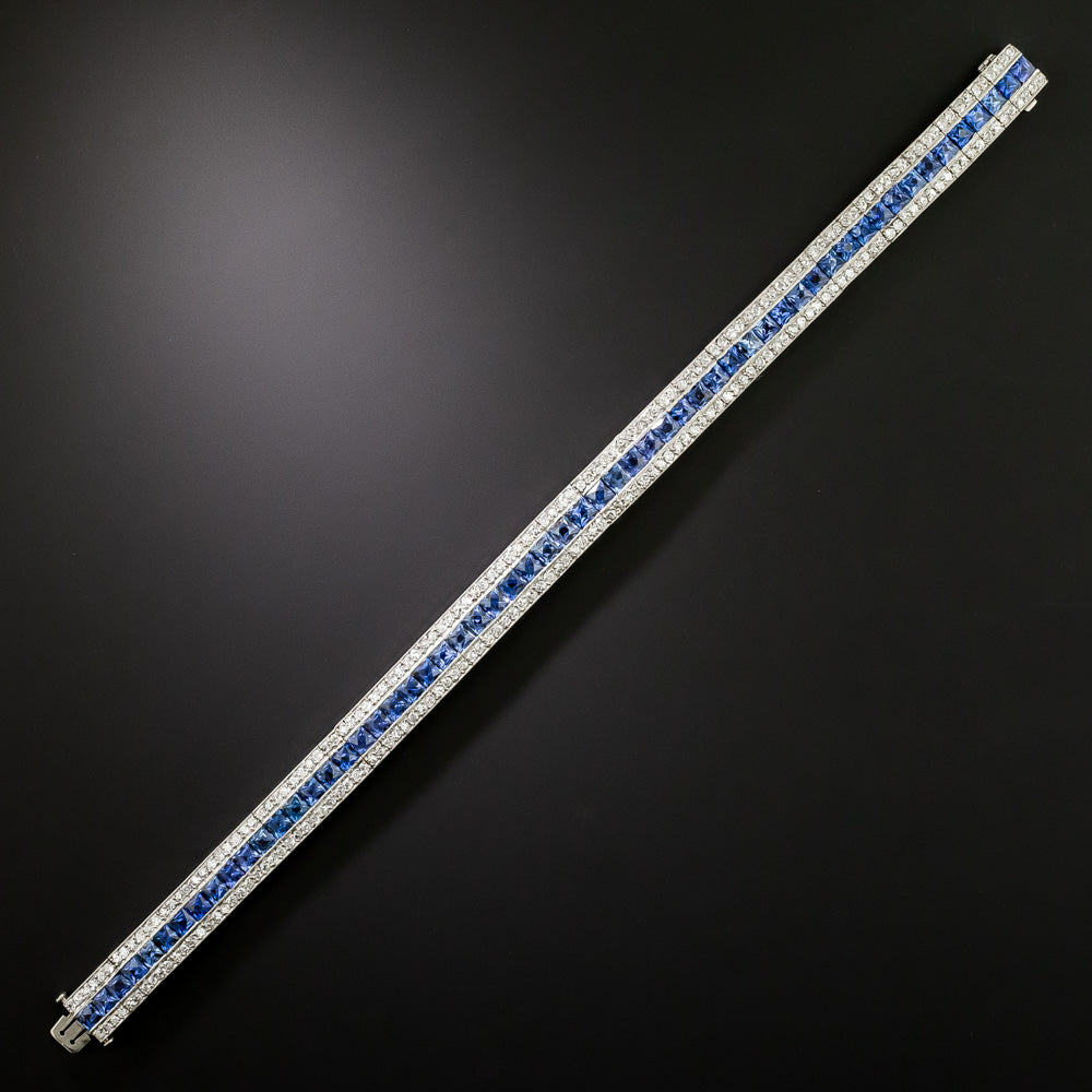 Art Deco Sapphire and Diamond Line Bracelet - 4