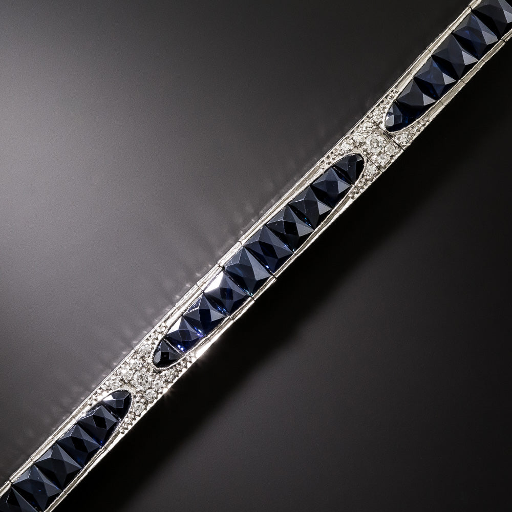 Art Deco Sapphire and Diamond Line Bracelet by Bailey, Banks & Biddle - 3