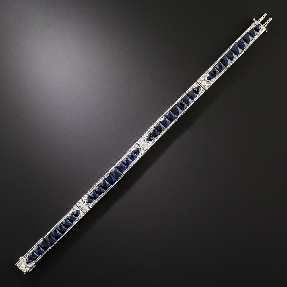 Art Deco Sapphire and Diamond Line Bracelet by Bailey, Banks & Biddle - 4