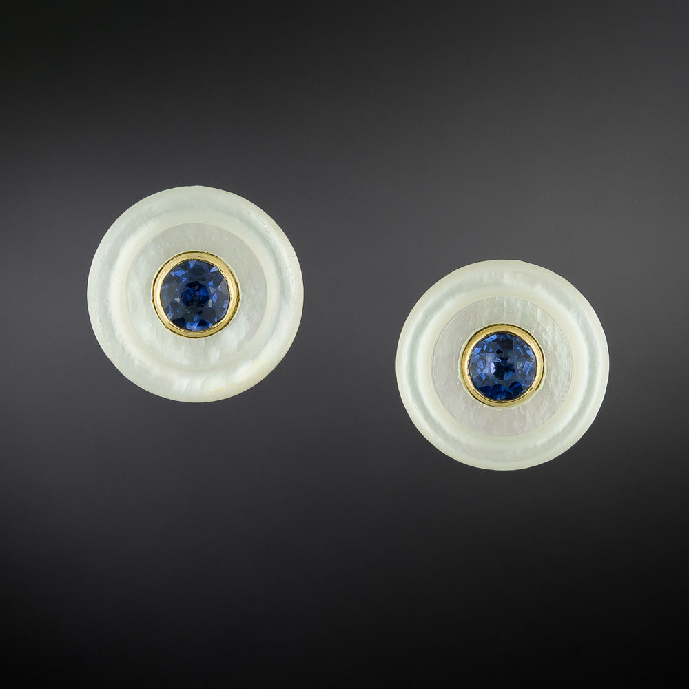 Art Deco Sapphire and Mother-of-Pearl Earrings - 2