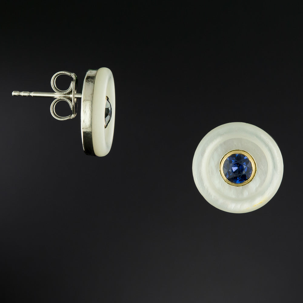Art Deco Sapphire and Mother-of-Pearl Earrings - 3
