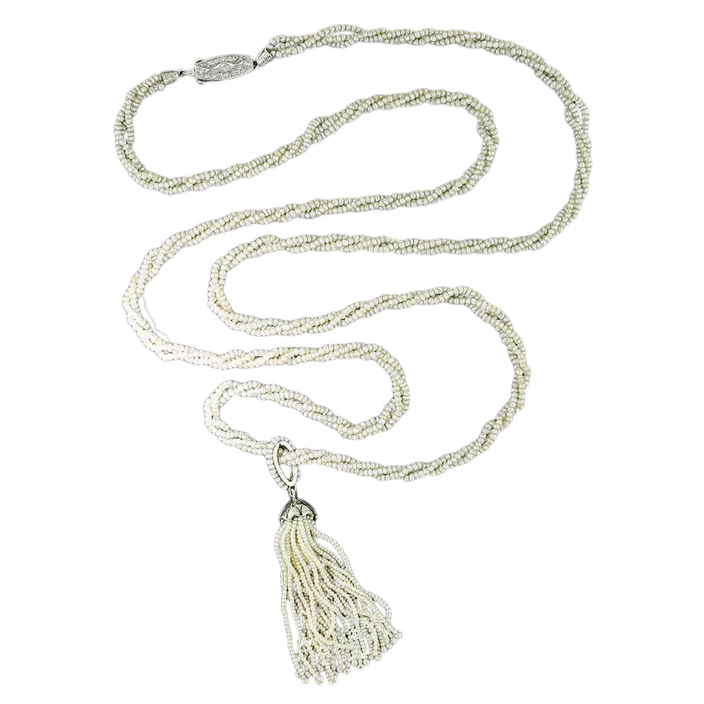 Art Deco Seed Pearl Tassel Sautoir - 4