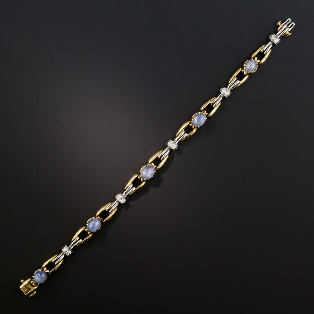 Art Deco Star Sapphire and Diamond Bracelet - 4