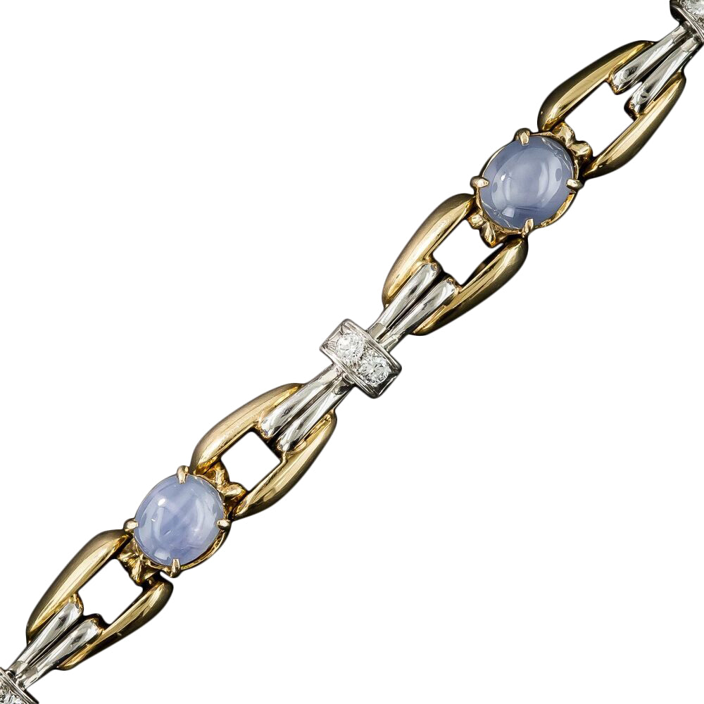Art Deco Star Sapphire and Diamond Bracelet - 5