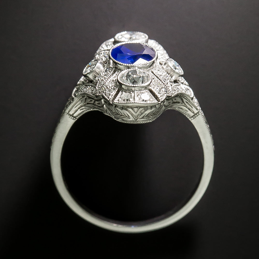 Art Deco-Style 1.01 Carat Sapphire and Diamond Dinner Ring - 3