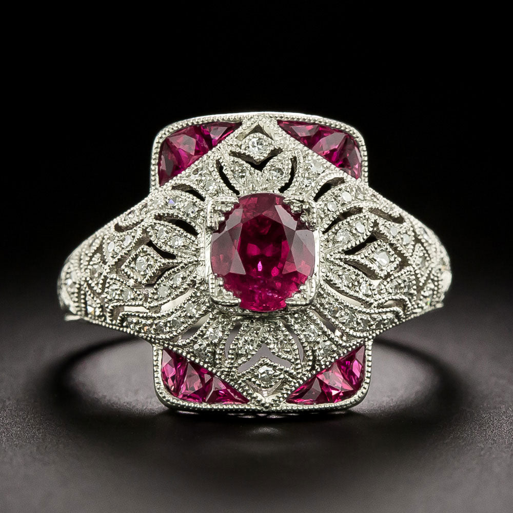 Art Deco-Style 1.03 Carat Ruby and Diamond Ring - 9